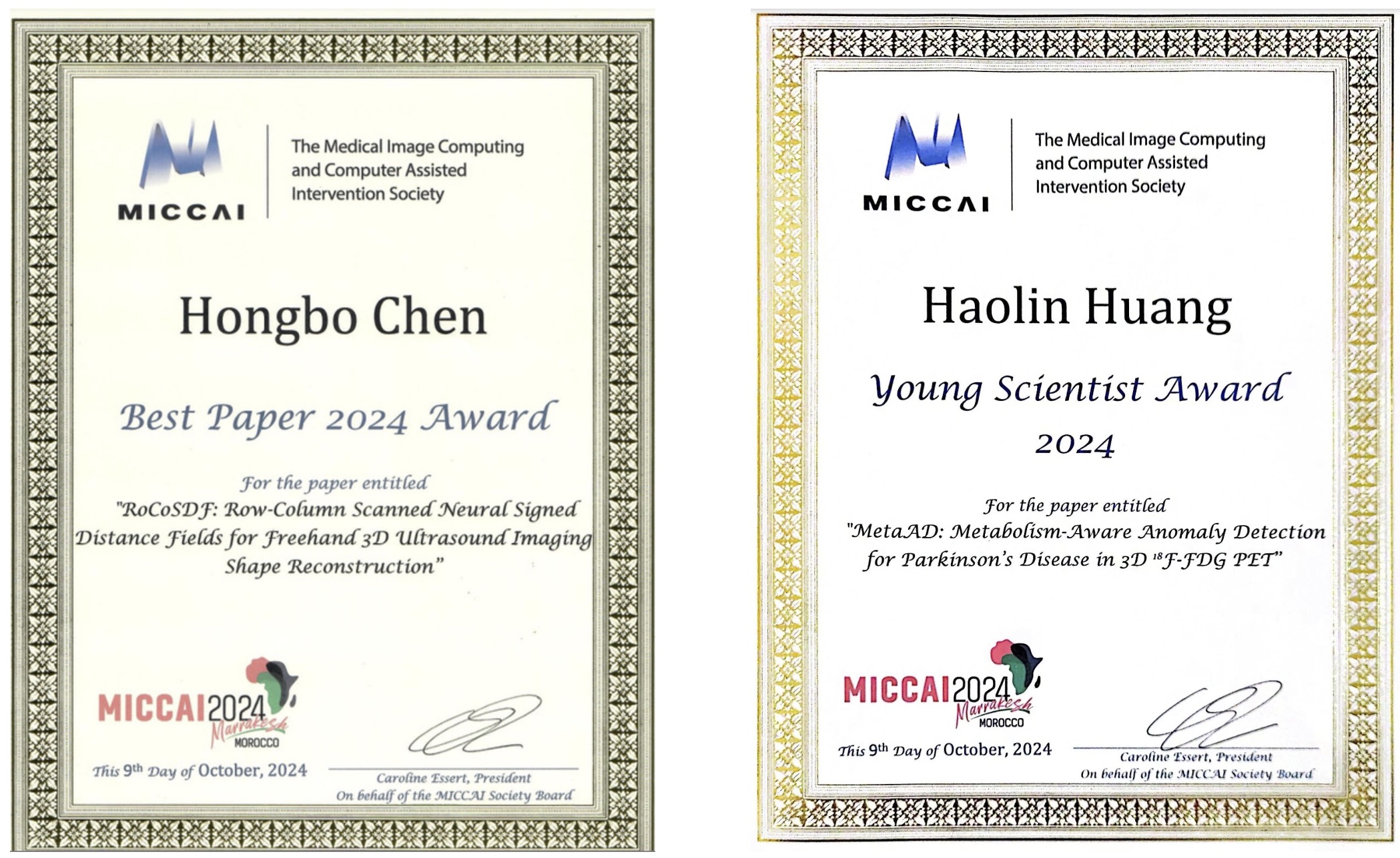 ​ShanghaiTech students win prestigious awards at MICCAI 2024