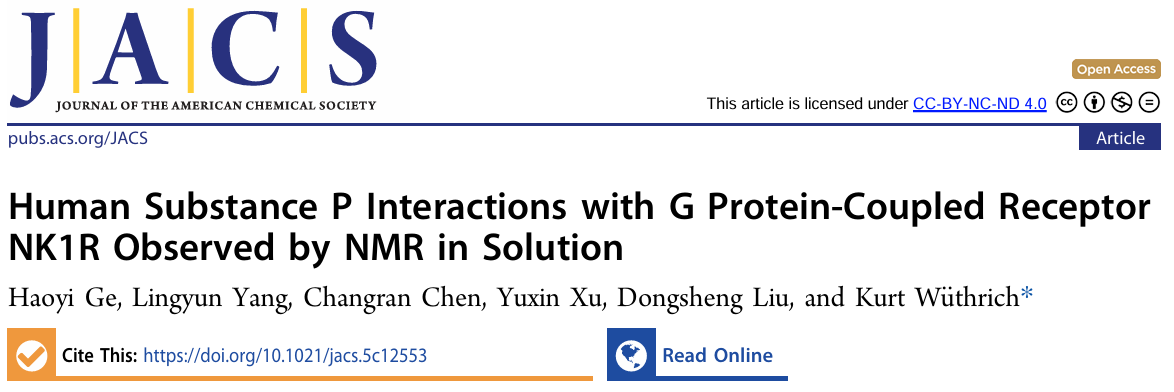 iHuman研究所Kurt Wüthrich团队利用液体核磁共振揭示P物质与NK1R的动态识别机制